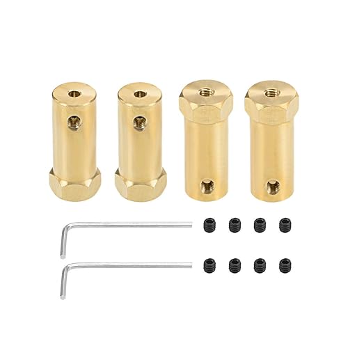 uxcell Acoplador hexagonal de 0.118 in con motor de orificio hexagonal de latón acoplamiento flexible para ruedas de automóvil, neumáticos, motor de