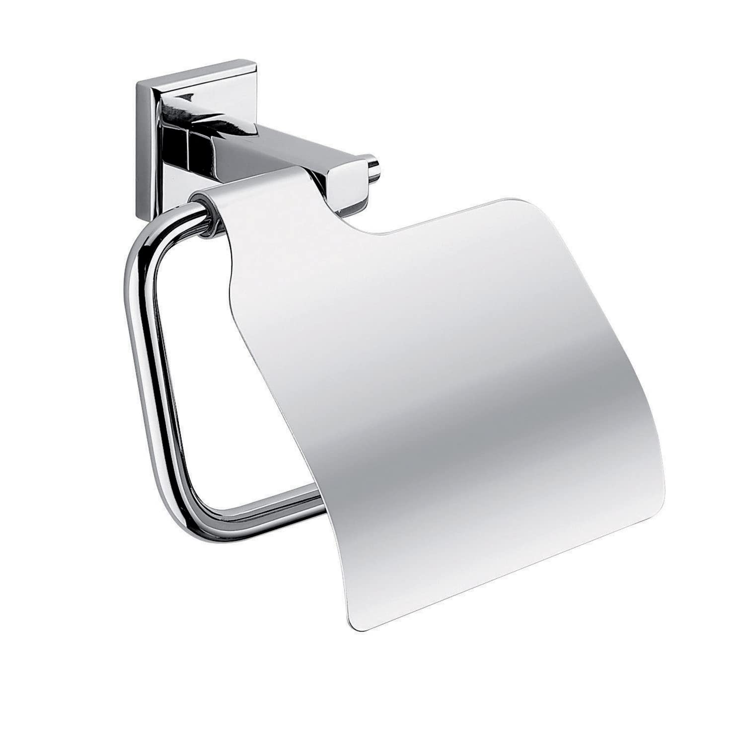 GEDY | Colorado Toilet Paper Holder, Covered Roll Holder in Stainless Steel and Cromall, Fixable with Screws Included or Glue, Weight Supported 7 kg, 12 x 14.2 x 6.5 cm