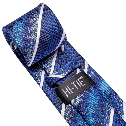 Image of Hi-Tie Men's Tie Lapel Pin Set Pocket Square Cufflinks Formal Woven Silk Tie Sets Wedding Party