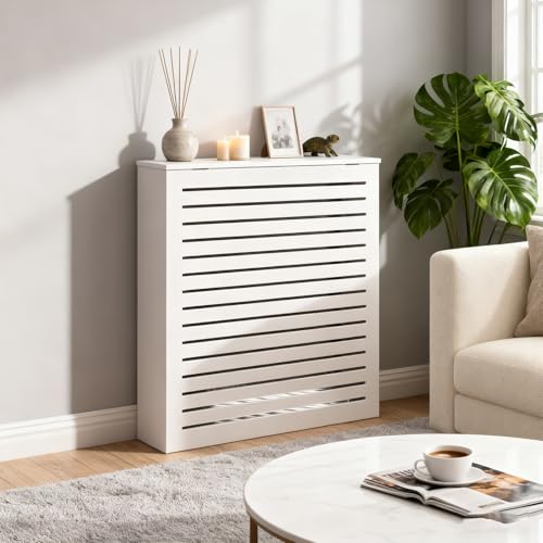 XIMSPHY Radiator Covers for Home PVC Heater Covers for Radiators White Louvered Grill Radiator Heater Cover with Top for Bedroom Living Room Bathroom