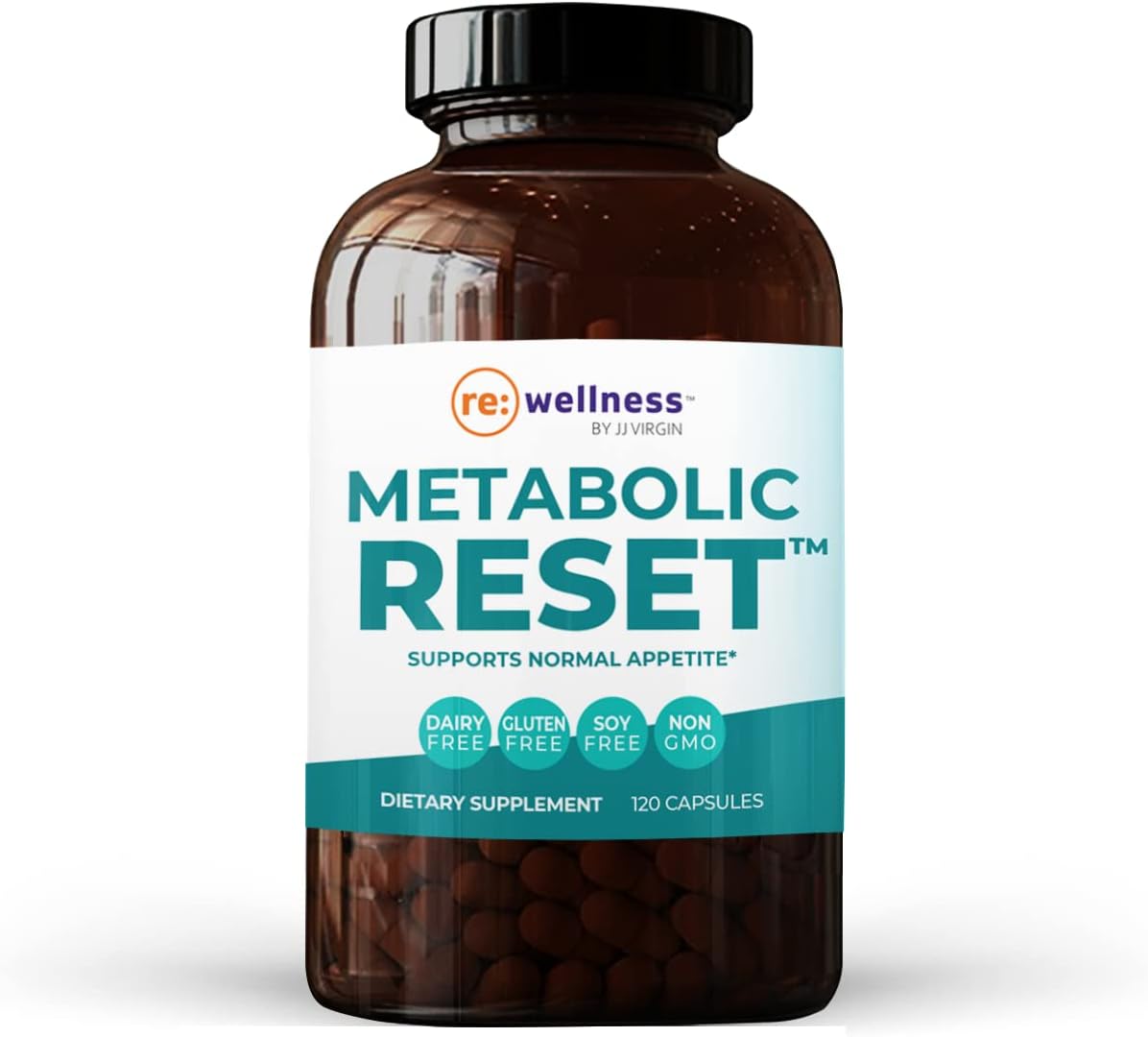Metabolic Reset Supplement - Reignite Wellness by JJ Virgin - GABA, Ginseng, B6 and More for Craving, Metabolism & Endocrine Support - Aids Healthy Stress Response, Balanced Energy (120 Capsules)