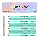 BRAWNA 12 Pcs Lip Pro Pencils with 2 Sharpener Blades - Durable Waterproof Peel Off Lip Pencil - PMU