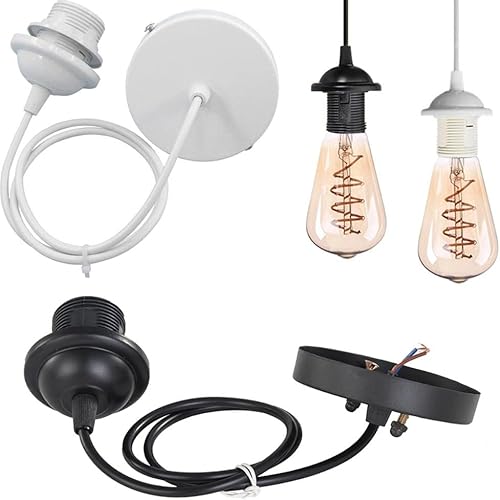 Miniatura 8 de 2 piezas E27 Soporte de lámpara de base Kit de luz colgante de techo lámparas colgantes cable lámpara colgante lámpara lámpara para dormitorio, bar,