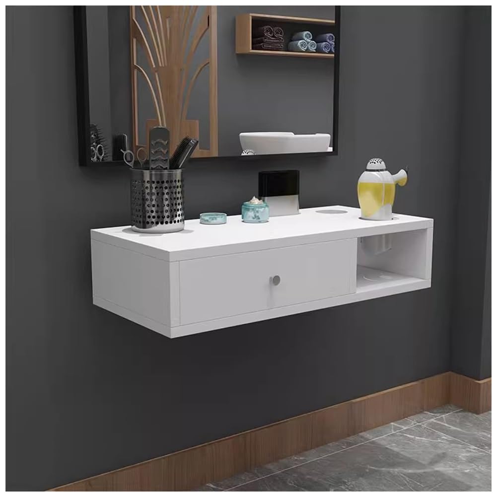 Estación de estilo de montaje en pared con cajón y soportes para secador de pelo para organización de salón y spa
