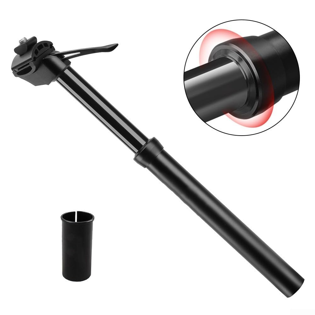 Honseadek Rialzo per manubrio della bici, adattatore da 25,4 mm a 28,6 mm per bici pieghevole, tubo di prolunga per manubrio in lega 6061 da 155 mm, nero (31,6 x 380 mm A)