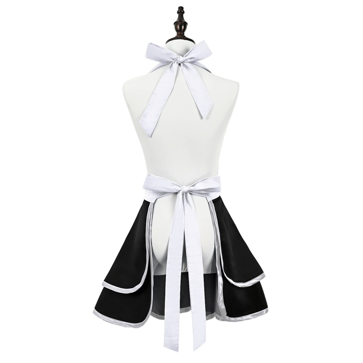 Violet Mist Cute Lovely Retro Aprons for Women Girl Ladies Sexy Sweetheart Vintage Aprons 50s PolkaDot Vintage Christmas Apron kawaii Cooking Kitchen Ruffle Witch Apron Housewife Waitress Mothers Gift: White-b