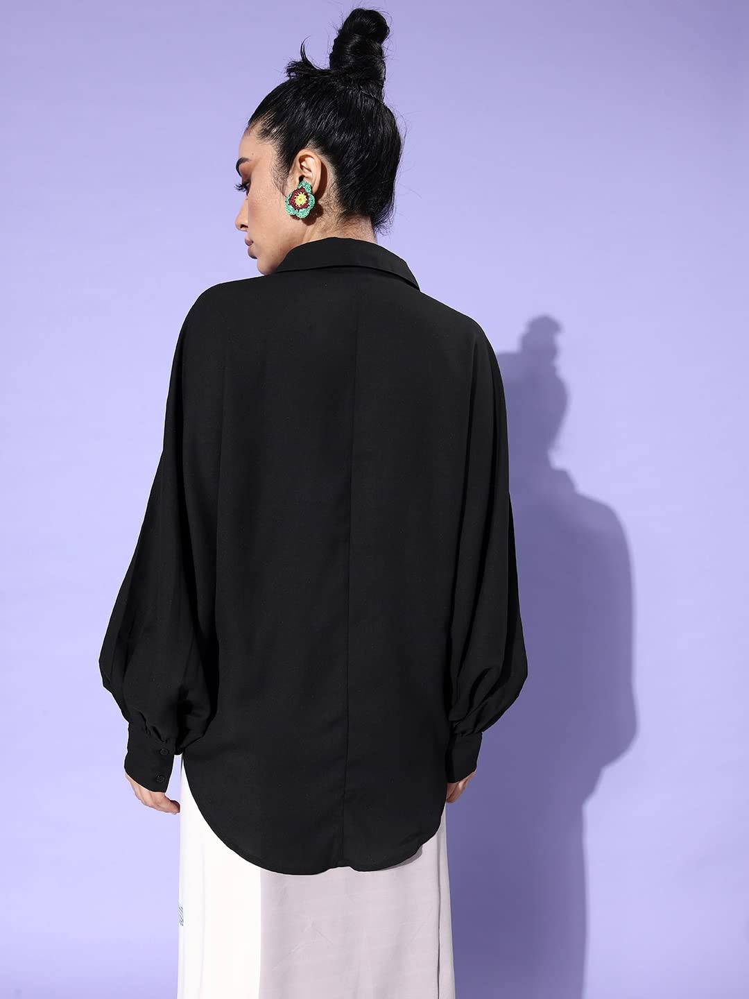 Style Quotient Damen-Hemd, einfarbig, Polyester, elegant, lässig, Oversize, Schwarz