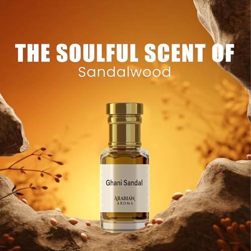 Image of Arabian Aroma Ghani Sandalwood Attar | Long-Lasting Sandalwood Roll On Itra Perfume for Men | Alcohol-Free Itar for Men & Women | 100% Perfume | Attar for Men Long Lasting Smell (6ml)