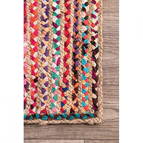 Image of Jute Braided Natural Hand Woven & Reversible Rug for Living Room Kitchen Entryway, Farmhouse Rustic Burlap Carpet Floor Mat (P /P, 6X9-feet)