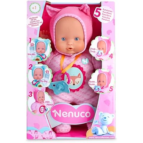 Nenuco Soft Baby Doll with 5 Real Life Functions Colorful Outfits, 12" Doll Cover