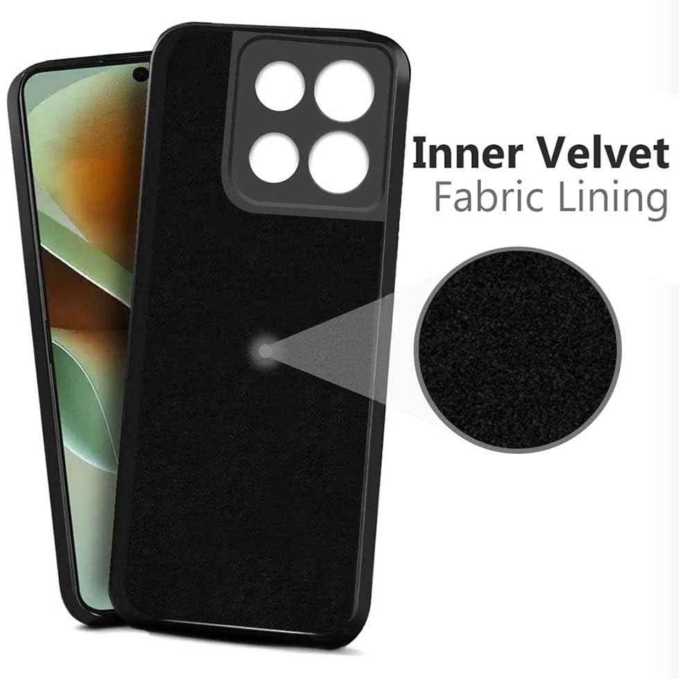 Image of Fashionury Liquid Silicon Back Cover for Motorola G86 Power 5G | Camera Protection | Inner Velvet Fabric | Anti-Fingerprint | Ultra Slim Case (Black)