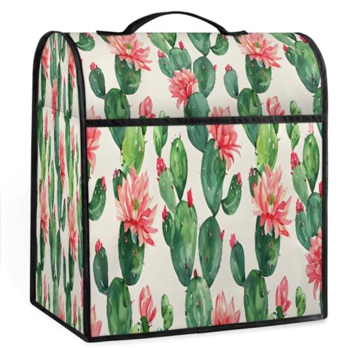Coffee Maker Cover Watercolor Cactus Flower Kitchen Appliance Covers Small Appliance Covers Blender Cover Juicer Cover Dust Covers for Kitchen Appliances with Top Handle and Pockets,Washable,B26