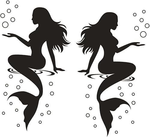 Toyvian 4 calcomanías de pared de sirena, arte de pared de sirena bajo el mar, calcomanías de pared de sirena, decoración de pared de sirena para