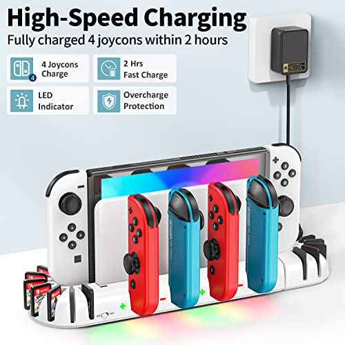 OIVO-Switch-Caricatore-Compatibile-con-Joy-Con-Nintendo-SwitchSwitch-OLED-Caricabatterie-Controller-Switch-con-8-slot-di-gioco-per-Modello-Joycon-SwitchSwitch-OLED-Bianco
