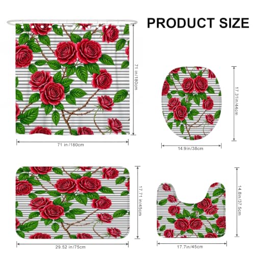 Rideau de douche imperméable fleuri rouge 183x183 cm pour la maison