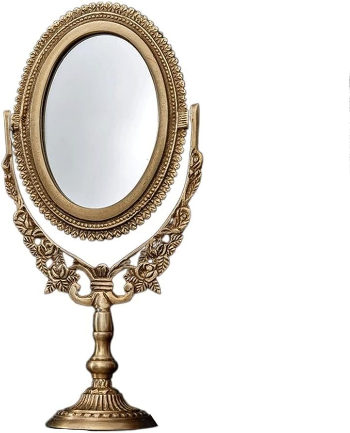 European Brass Retro Light Luxury Makeup Mirrors Wedding Housewarming Gift Desktop Dressing Decoration
