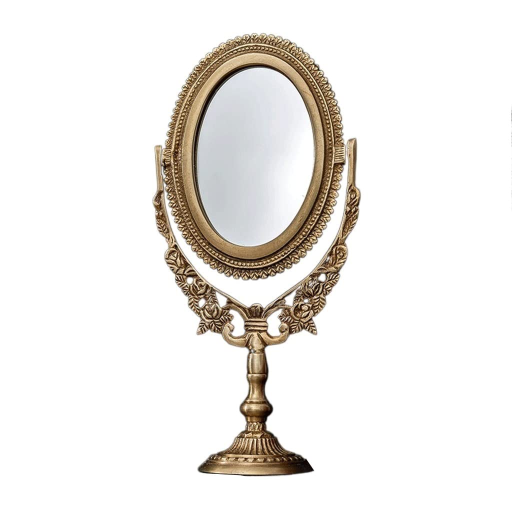 Miroir de maquillage style européen en laiton pour dressing et bureau