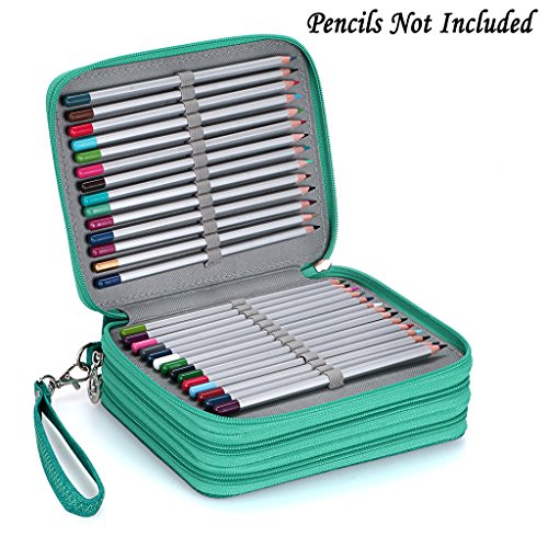 Btsky Zippered Pencil Case-Canvas 72 Slots Handy Pencil Holders For For Prismacolor Watercolor Pencils, Crayola Colored Pencils, Marco Pencils (Green) #TOP1