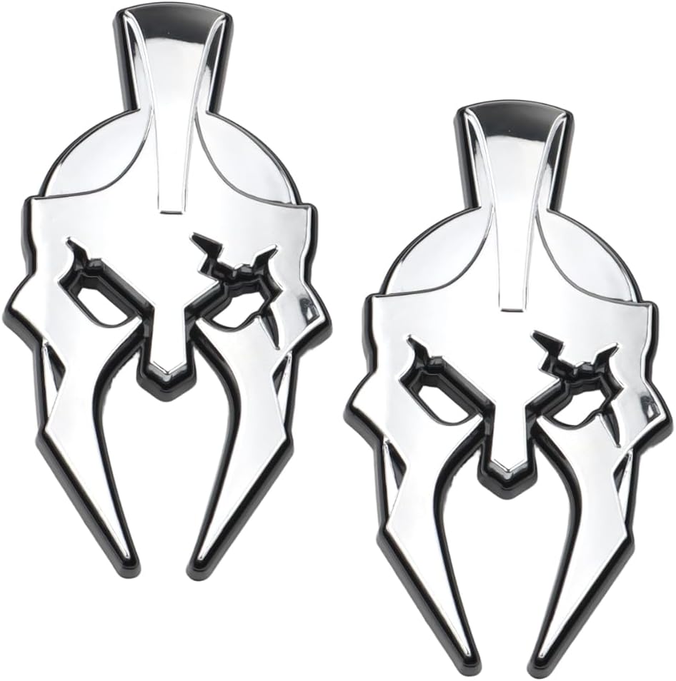 2Pcs Custom Gladiator Emblems 3D Badges Right Left Side Fender Stickers Replacement for Jeep Wrangler JL JK Gladiator Universal Car Vehicle, Truck, Motorcycle (Chrome Black)