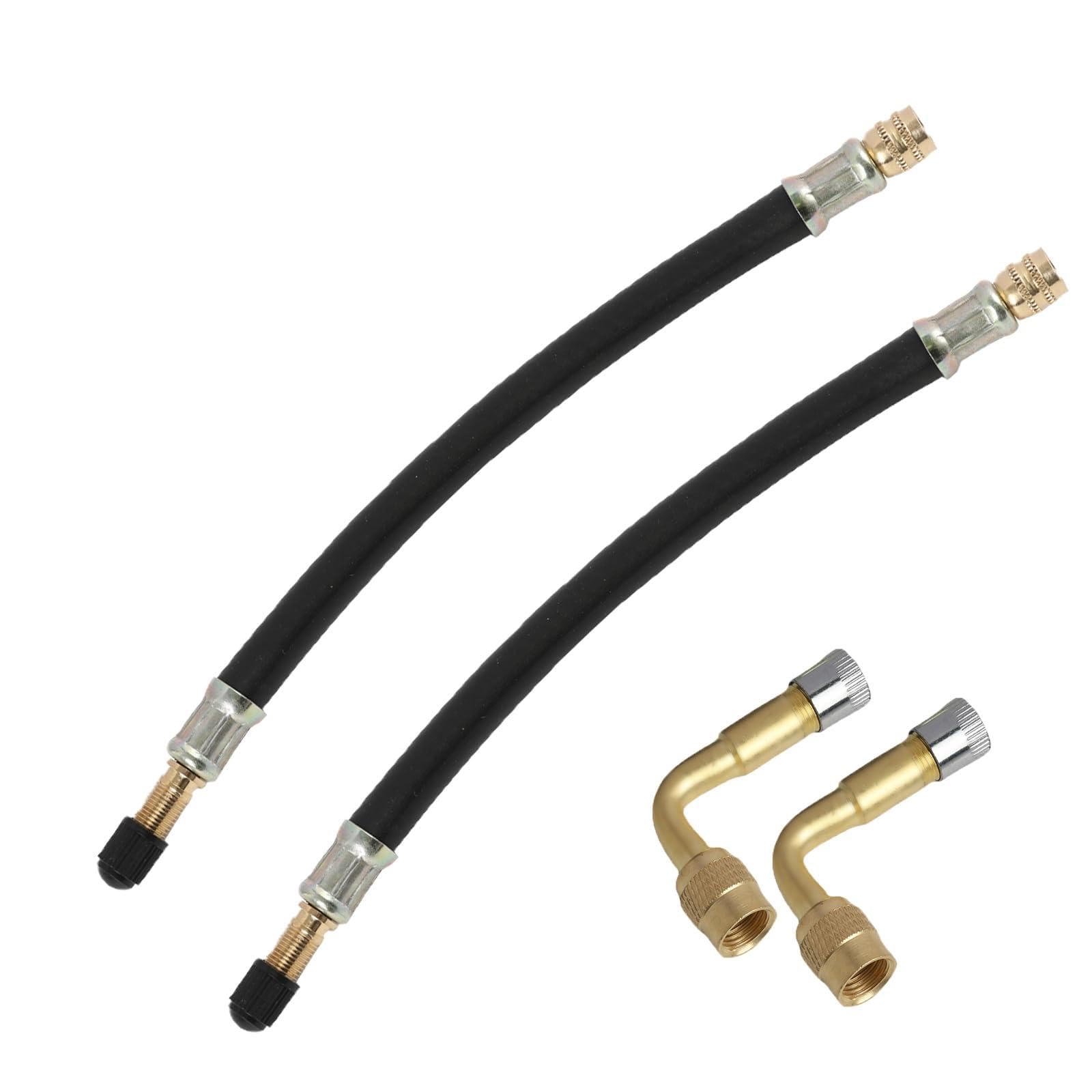 FunWorth Reifenventil Verlängerung Set, Autoventil Adapter 90° + 210mm Ventilverlängerung aus Gummi & Messing, für Auto, Motorrad, Fahrrad, Scooter und LKW (90° + 210mm)