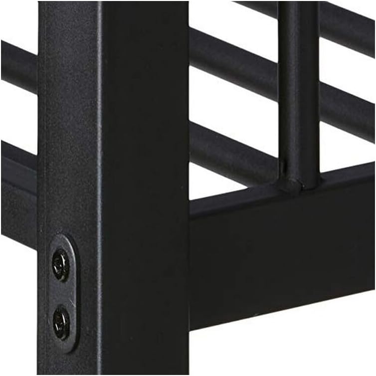 HomeStock Gothic Glamour Metal Twin XL Bunk Bed - Black Bed Frame with Ladders & Guardrails