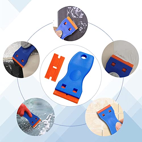 Cleaning Scraper Tool Plastic with 3PCS Scraper and 10PCS Plastic Scraper Replacement Portable Blue Glass Scraper for Windows Remove Labels Easily for Glass, Oven Glass,Table, Wall, Etc. - Image 5