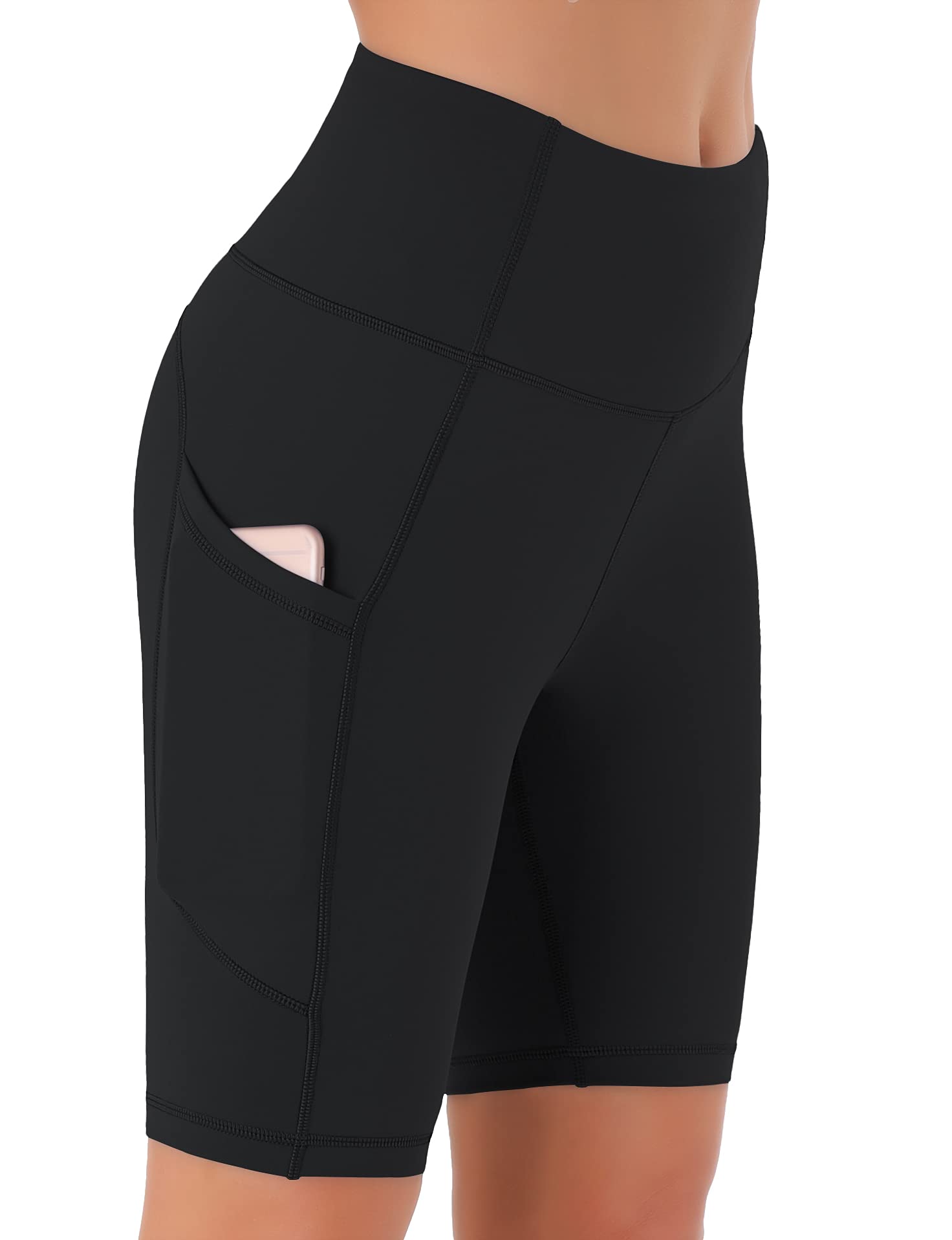 Persit Kurze Sporthose Damen, High Waist Radlerhose Sport Shorts Sommer Laufhose Schwarz M