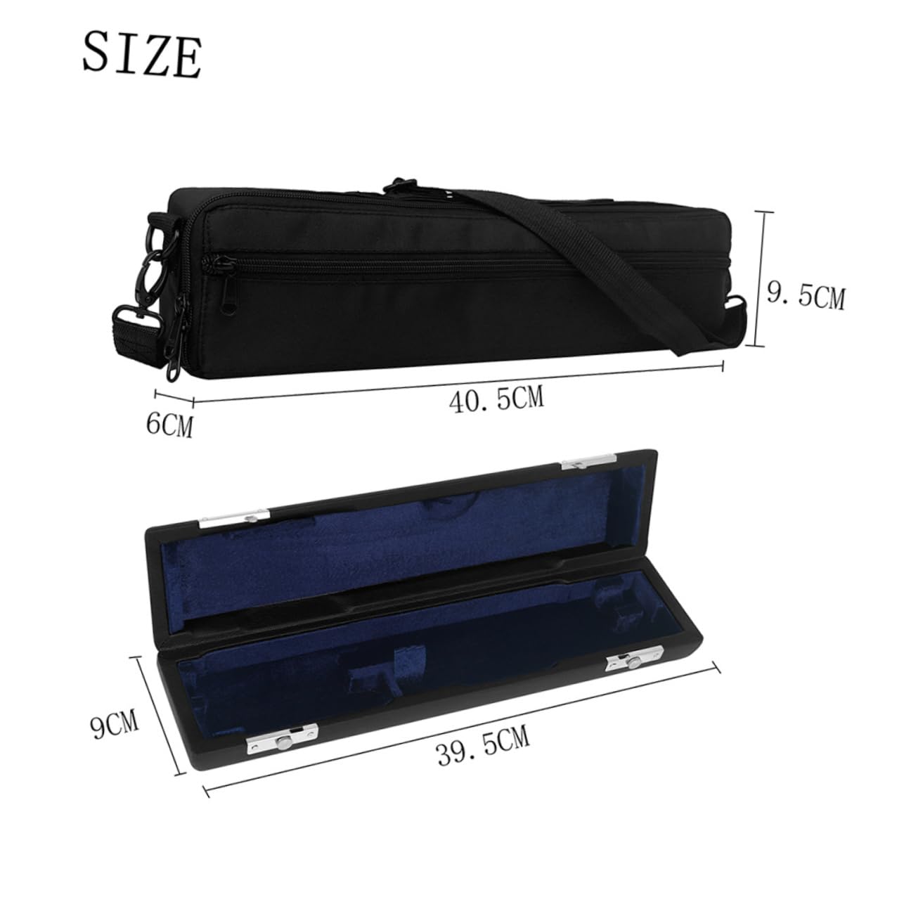 TOGEVAL 16 Hole Flute Protective Case Set Durable Flute Storage Box with Adjustable Shoulder Strap Convenient Carrying Pouch for Wind Instruments Color
