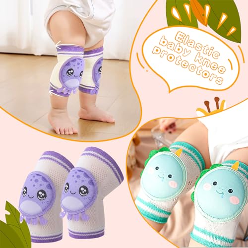 6 Pairs Baby Knee Pads for Crawling Baby Cartoon Kneepads Baby Breathable Knee Pads Cute Animal Anti-Slip and Protect Toddlers Knees for Boys Girls Crawling Knee Pads 0-3 Years Old 6