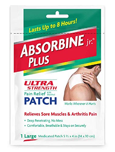 (Pack of 8) Absorbine Plus Jr, Ultra Strength Pain Relief Patch, Size large, Medicated Patch 5 1/2" x 4"