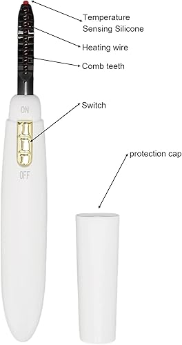 Miniatura 4 de Rizador de pestañas calentado, de calentamiento rápido, de larga duración, funciona con pilas, herramienta de peinado de pestañas rizadora eléctrica