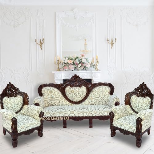 Image of Luxury Wooden Teakwwood Five Seater Sofa Set for Living Room (Honey Brown) Solid Wood Outdoor Chair 5 Seater Sofa | (8)