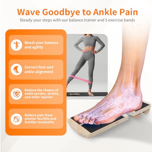 Nuaoi Ankle Balance Board Foot Strengthener - Single Leg Balance Board Foot Exerciser for Sprained Ankle,Posture Corrector, Physical Therapy for Plantar Fasciitis and Toe Stretcher Board for Gym Home — view 3