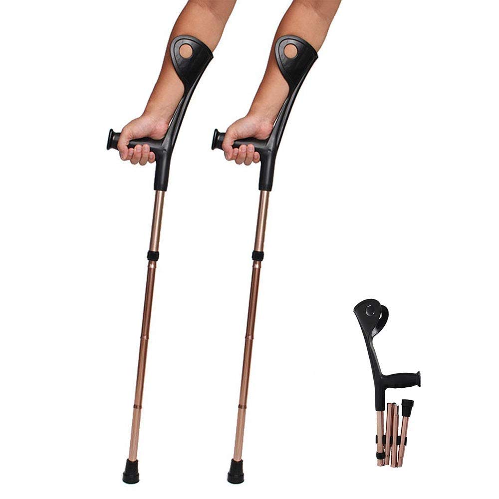 Muletilla Plegable Codo con Cómoda Manija Aleación De Aluminio Cuatro Pliegues Codo Antebrazo Muleta Codo Muletas Plegable Ultraligero Aluminio Asistencia Alto Ajustable (Size : 2 pcs)