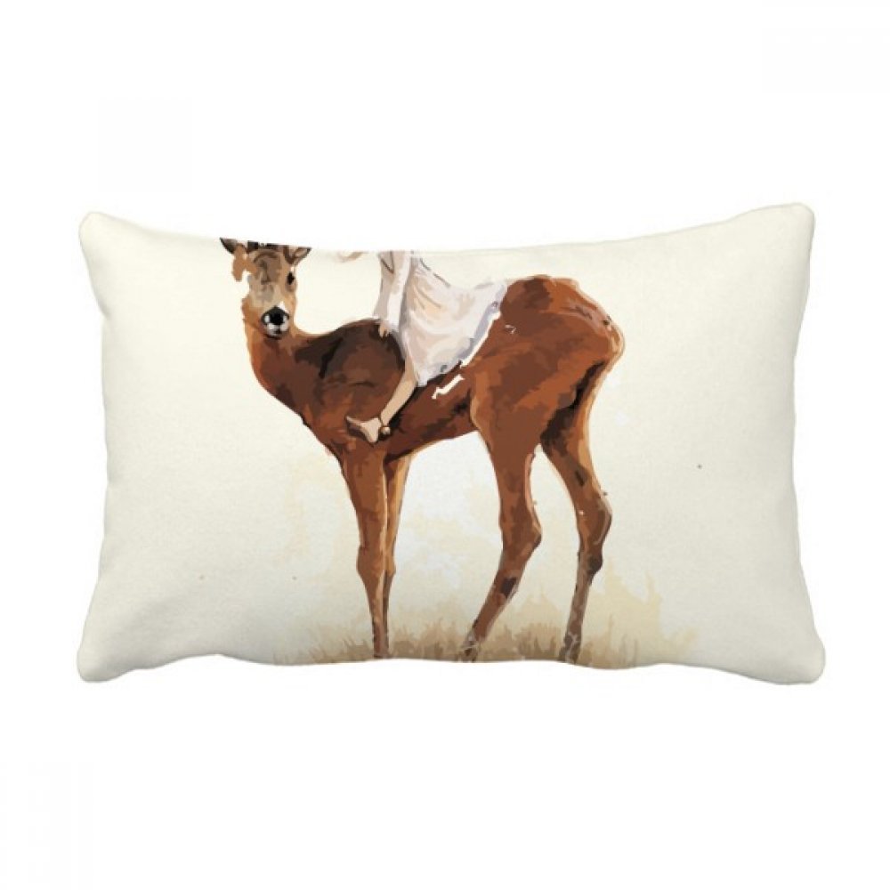 Coussin lombaire fille cerf 40x60 cm oreiller décoratif multicolore
