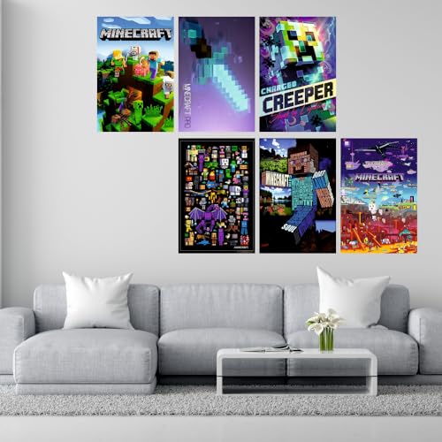 Image of POSTERONN Minecraft Aesthetic Posters & Photo Cards Set | Album Style Artwork Prints for Bedroom, Living Room, Office & Studio Decor | Premium Cardstock Gallery Wall Collection