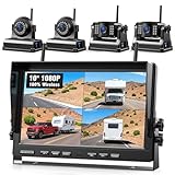 4 Magnetische Rückfahrkamera Kabellos, 10 Zoll 1080P FHD Monitor, 9600mAh...
