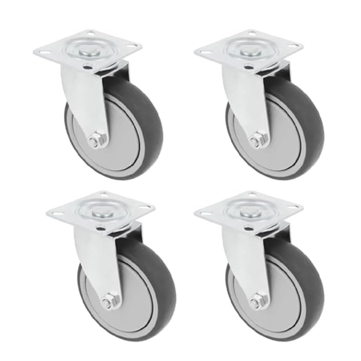 Amig - Set 4 Ruote per Mobili | Ø 100 mm | Ruote Girevoli con Piastra di Montaggio | Peso Massimo 110 Kg | Per Spostare Mobili Pesanti | Cuscinetti a Rulli | Nucleo in Plastica | Gomma Grigia