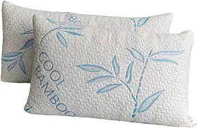Pacote com 2 almofadas de rayon king size feitas de almofadas de bambu para dormir, espuma viscoelástica triturada refrescante e ajustável rayon feito de travesseiro de cama de bambu com, capa removível/lavável (pacote com 2)