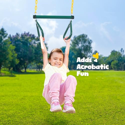 Image of Hapfan 9.5' Tall Heavy Duty Metal Swing Sets for Backyard with 3 Swings | Platform + Belt + Trapeze Swings, Weather-resistant A-frame Swingset, 600 lbs Capacity, Easy Backyard Setup