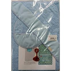 Tinas De Bano Para Bebé Ti TIN | Pack Capa de Baño de Bebé + Capucha + Babero de Punto de Cruz 100% Algodón con Tacto muy suave | Color Azul Cielo | 100x100 cm