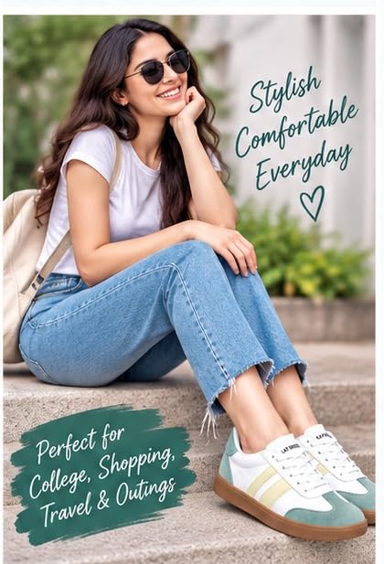 Image of Casual Sneaker Shoes for Women | Soft Cushioned Insole | Sneakers for Woman | Lightweight | Comfortable | Stylish, Trendy Girls and Women Sneakers with Laces