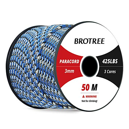 Brotree Paracord 3mm Cuerda de Nailon Paraca�das de 3 Hilos Hebras de Fibra Poli�ster