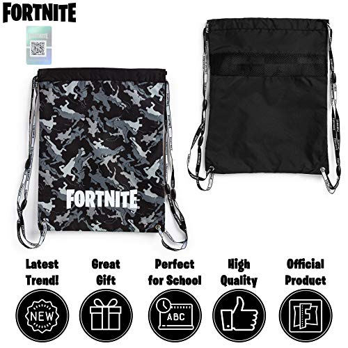 Fortnite Draagtas, zwemtassen voor kinderen, trekkoord rugzak gymtas voor school, PE kit, zwemmen, sport, camouflage… - Image 3