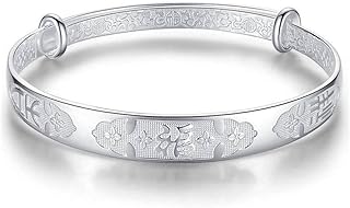 ファッションバングル、女性用スターリングシルバーブレスレット、女性用925スターリングシルバーブレスレット調節可能な中国のラッキーカフバングル友情ブレスレット誕生日プレゼント