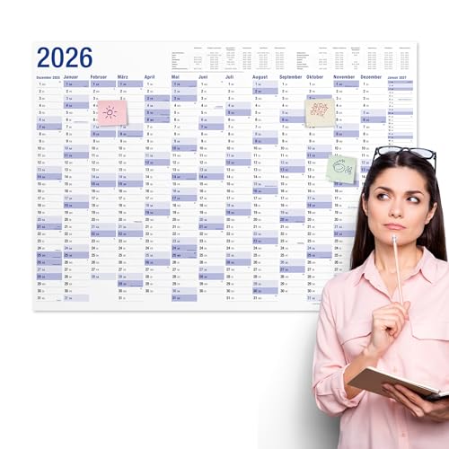 Yohmoe XXL Wandkalender 2026 groß (98 x 68 cm) GEFALZT in Poster Größe. Querformat gefaltet - Kalender 2026 Wandkalender