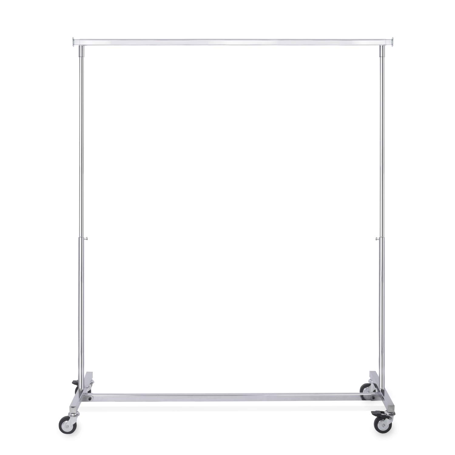 goodsforbusiness GmbH Rollständer Kleider-Transportständer klappbar H120-190 x B140-220 x T53cm, in der Höhe u. Breite verstellbar | Zusammenfaltbarer Kleiderständer verchromt, 80mm Rollen