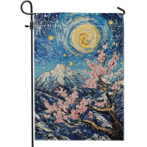 Bandera de jardín floral de primavera, flor de cerezo melocotón, decoración del hogar, bandera decorativa de doble cara para decoración de césped al aire libre, 12 x 18 pulgadas