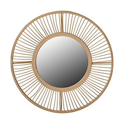 Vintiquewise Natürliche kreative Heimdekoration zum Aufhängen, gewebter Bambus-Wandspiegel, runde Form Cover