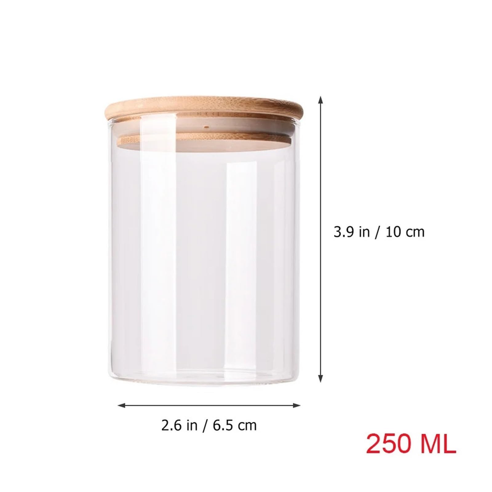 10 Stück Holzdeckel Klarglas Vorratsbehälter for Lebensmittel Versiegelte Kanister Tee Zuckerdose Gewürzbehälter Für Die Lagerung, Versiegelt(6.5x15cm)